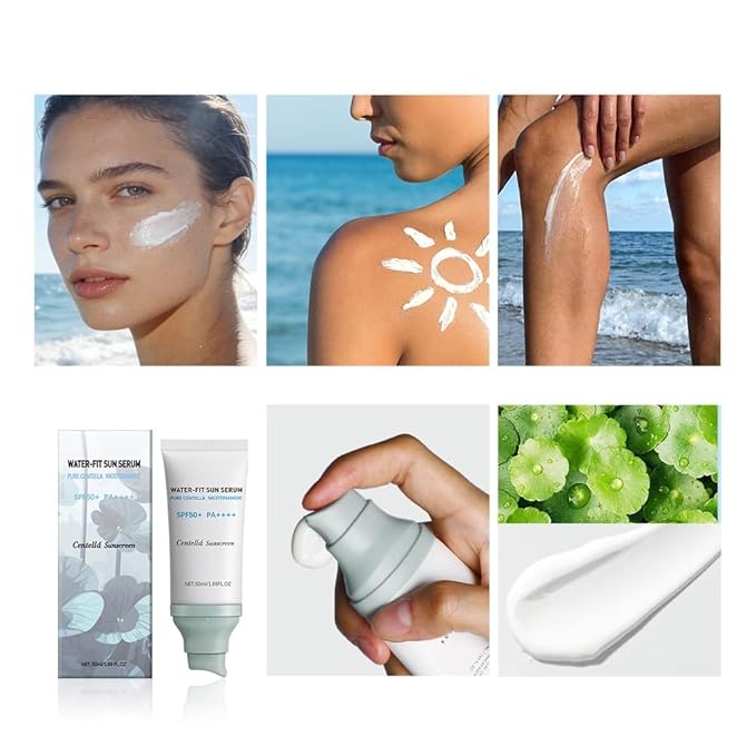 Centella Sunscreen, SPF50+ Lightweight Hydrating Centella Water-Fit Sun Serum for All Skin Type and UV Defense (1Pcs)