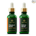 Facial Skin Care Set, Brightening, Firming, Hydrating, Dry Face, Dermatologist Tested - Vitamin C Serum (Brightens) + Retinol Serum (Smooths) - Skin Care Kit, 2 count of 1 Fl Oz