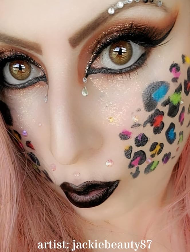 Stencil1FX - Leopard Spots Eye Makeup Stencil for Costumes, Dress Up, Halloween, Cosplay, Face Painting, Raves, Festivals, Parades, Parties