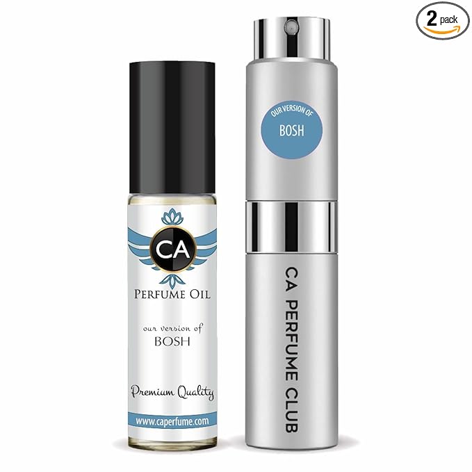 CA Perfume Duo Impression of Bosh For Men Perfume Layering Set Mens Cologne Long Lasting Travel Size EDP + Body Oil Roll-On Bottle 0.27 Fl Oz+0.33 Fl Oz