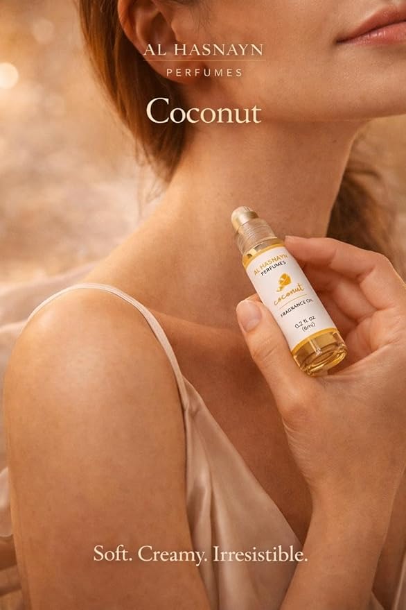 AL-HASNAYN Coconut Fragrance Oil Roll-On Perfume 6ML 0.20 fl oz Alcohol Free Long Lasting Gifts for Men Women