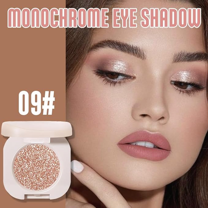 CAKAILA Single Nude Rose Gold Shimmer Eyeshadow,Monochrome Eye Shadow,Apply Make Up Easily,Glitter Single Eyeshadows 24 Hour Eye Makeup Longwear Waterproof