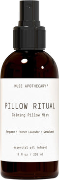 Muse Apothecary Pillow Ritual - Aromatic, Calming and Relaxing Pillow Mist, Linen and Fabric Spray - Infused with Natural Aromatherapy Essential Oils - 8 oz, Bergamot + French Lavender + Sandalwood