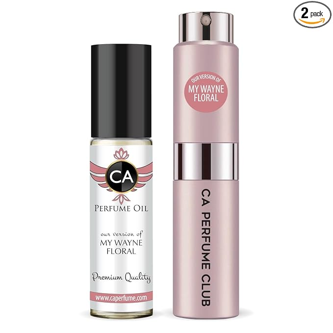 CA Perfume Duo Impression of My Wayne Floral For Women Perfume Layering Set Long Lasting Travel Size EDP + Body Oil Roll-On Bottle 0.27 Fl Oz+0.33 Fl Oz