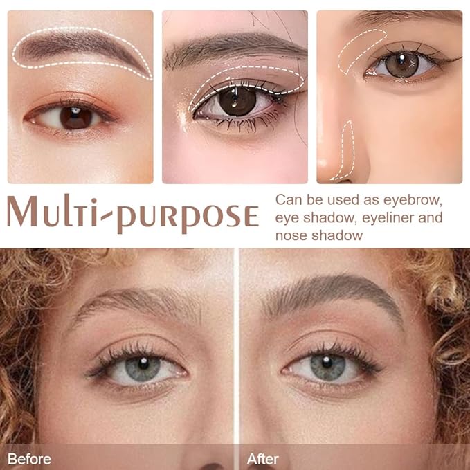 FeiCuiYun 3 Colors Eyebrow Powder Kit for Women, Long-Lasting Waterproof Matte Brow Powder, Eye Brow Powder with 2 Double-ended Eyebrow Brush, Purse-Friendly Compact (A02#Smoky Gray, 1Pcs)