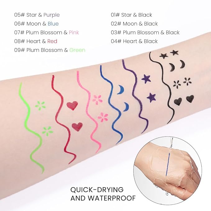 evpct 1Pcs Blue Colored Winged Eyeliners Stamp, Blue Moon Face Stamps Makeup Eyeliner Eye Stamp Liners Tool Set Kit for Women Waterproof, Wing Eyeliner Stamp Figures Tool Wingliner Shapes, 06#