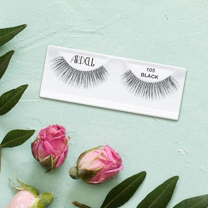 Ardell Natural False Eyelashes 105 - Black, Lightweight, Full Volume Strip Lashes for Eye-Enhancing Look, 4 Pack