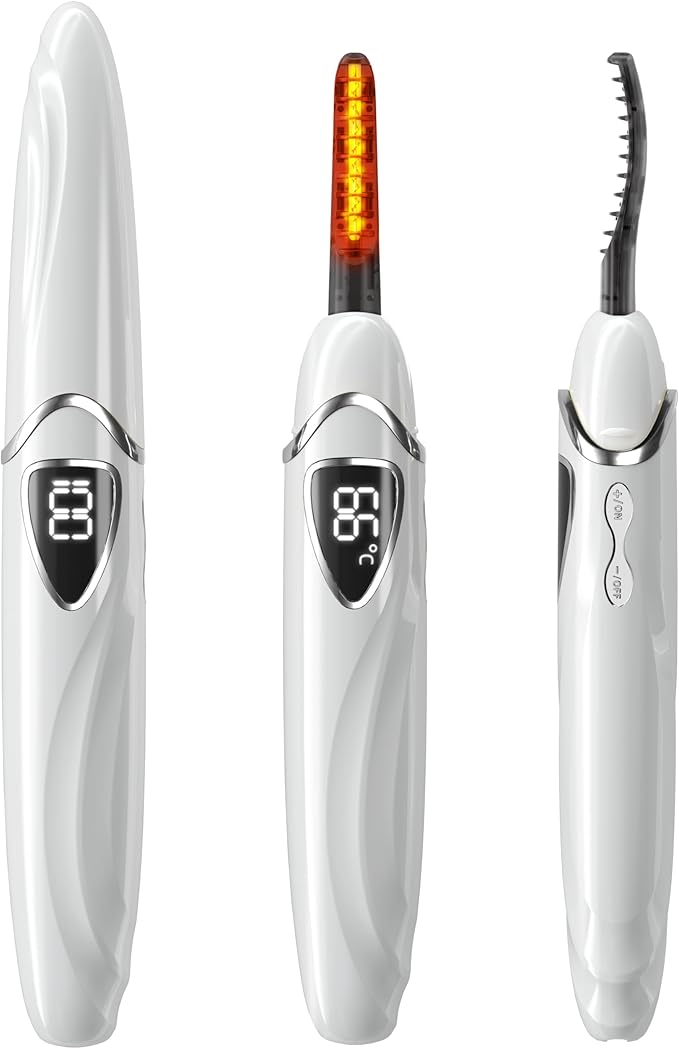 Heated Eyelash Curler, S600 Heated Lash Curler, Accurate Temperature Control Electric Eyelash Curler Heated - Intelligent Power Off, Long Lasting (Vanilla Ice/Silver, S600-148MM)