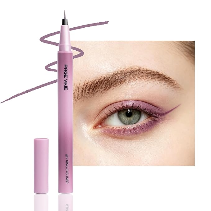Ultra Fine Liquid Eyeliner Pen, Plum Purple - Formula for Mature Women, Slim Precision Tip for Winged & Inner Corner, Waterproof Smudge-Proof, Quick-Drying & Long-Lasting-#01 TARO PURPLE
