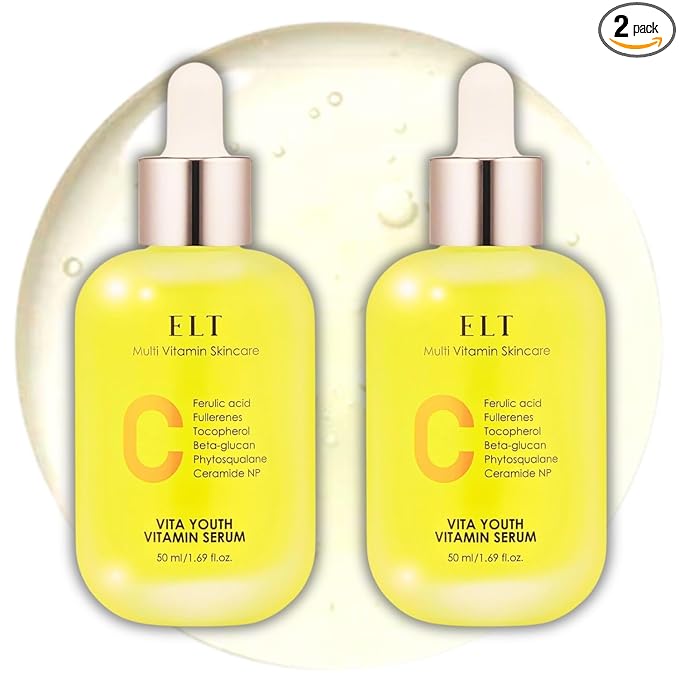 ELT Vita Youth Vitamin C Serum 1.69fl.oz.(50ml) Ultra Hydration Serum Korean Glass Skin Korean Skincare (Pack of 2) Eltcosmetics