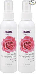 NOW Solutions Rosewater Rejuvenating Mist, Hydration and Rejuvenation Spray for All Skin and Hair Types, 4-Ounce (Pack of 2)