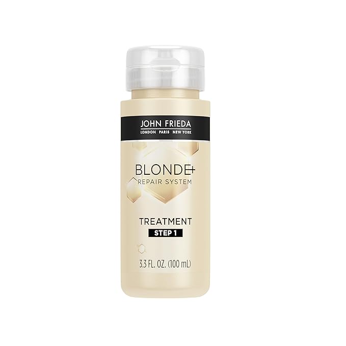 John Frieda Blonde+ Hair Repair System, Pre-Shampoo Treatment with Bond Building Complex, Strengthens and Repairs Damaged Hair, Step 1 of Hair Repair System, 3.3 Oz
