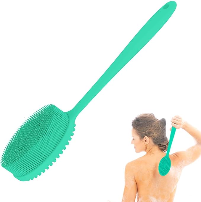 MateeyLife Silicone Body Scrubber Exfoliator with Handle, Gentle Back Scrubber for Shower, Shower Brush for Body, Bath Back Brush for Shower, Silicone Loofah Body Scrubber, Bath Scrubber for Body