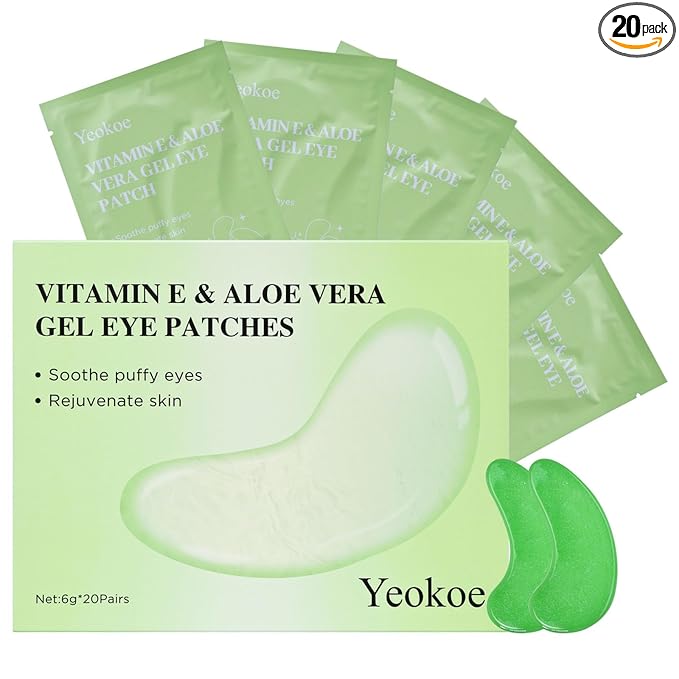 Yeokoe Under Eye Patches for Dark Circles,Puffy Eyes,20 Pairs Face Masks SkinCare With Vitamin E and Aloe Vera Gel for Rejuvenate
