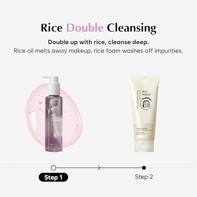 MIDHA Gentle Cleansing Oil with black rice & peptides,5.07fl.oz/150ml,Deep cleansing, Skin barrier support, Nourishing cleansing oil, Gentle Daily Cleanser, Moisture-locking cleanser