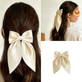 Champagne Gold Bows Hair Clips for Women - ZWENJIE Oversized Non-Slip Large Satin French Hair Clip Claw Accessory for Girls Thick/Thin Hair Barrettes for styling