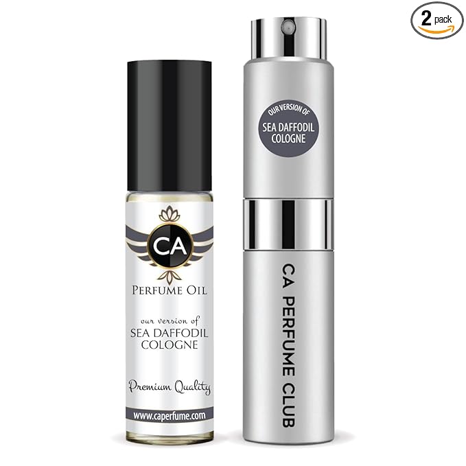 CA Perfume Duo Impression of Sea Daffodil Cologne For Women And Men Perfume Layering Set Long Lasting Travel Size EDP + Body Oil Roll-On Bottle 0.27 Fl Oz+0.33 Fl Oz