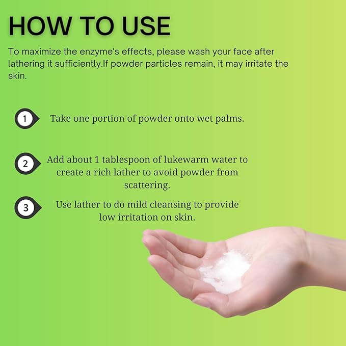 Japanese Powder Face Wash 0.4g 32pcs 1pack - Centella Asiatica Formula - Travel-Friendly Single Pack Enzyme Cleanser - Exfoliating Enzyme Powder - Smooth Effect - Ideal for All Skin - Green