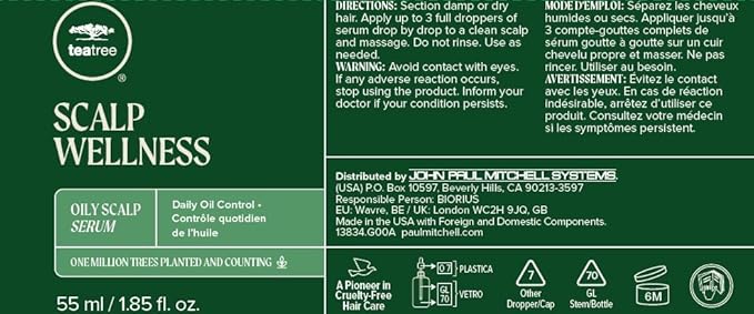 Tea Tree Scalp Wellness Oily Scalp Serum, Daily Oil Control, For Oily Hair + Scalps, 1.85 fl. oz.