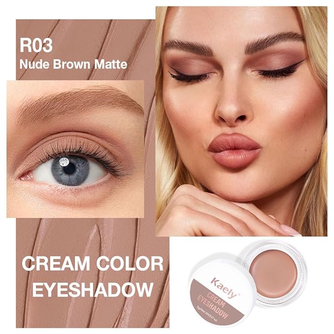 FeiCuiYun Single Cream Nude Brown Matte Eyeshadow Palette Makeup, Natural Single Mini Instant Holographic Eyeshadow For Women, Sombras Crema Para Ojos, Talc, Paraben & Cruelty Free, R03