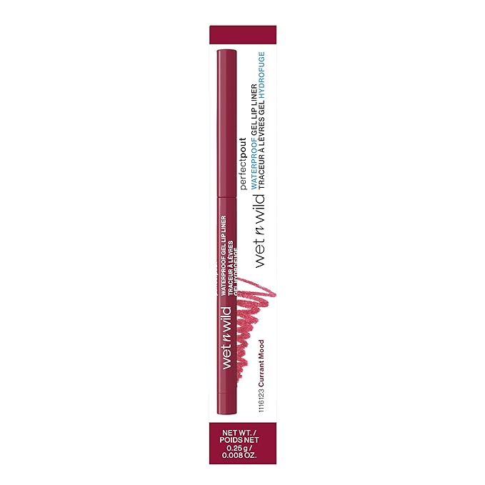 wet n wild Perfect Pout Gel Lip Liner, Rich Creamy Long Lasting Color, Well-Defined and Flawless Application, Vegan & Cruelty-Free - Currant Mood (Pack of 2)