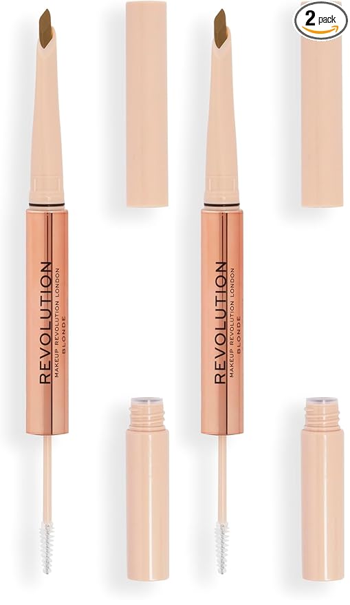 Revolution, Fluffy Brow Filter Duo, 2-in-1 Eyebrow Pencil & Gel, Enhances & Shapes Brows, Vegan & Cruelty Free, Blonde, 1 piece (Pack of 2)