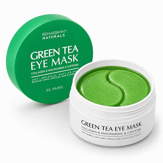 Under Eye Patches for Dark Circles: 30 Pairs Green Tea Eye Gels Pads - Reduce Eye Bags, Wrinkles & Puffy - Skin Treatment Mask Retinol Collagen - Anti Aging & Face Moisturizer For Women (Green Tea)