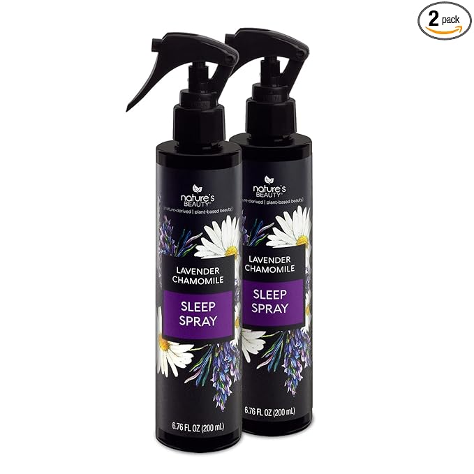 Nature's Beauty Lavender Chamomile Sleep Spray Multi-Pack - Sleep Well + Relax with Premium Grade Room + Pillow Spray, Made w/Coconut, Jojoba + Moringa Seed Oils, 6.76 fl oz (2 Pack)