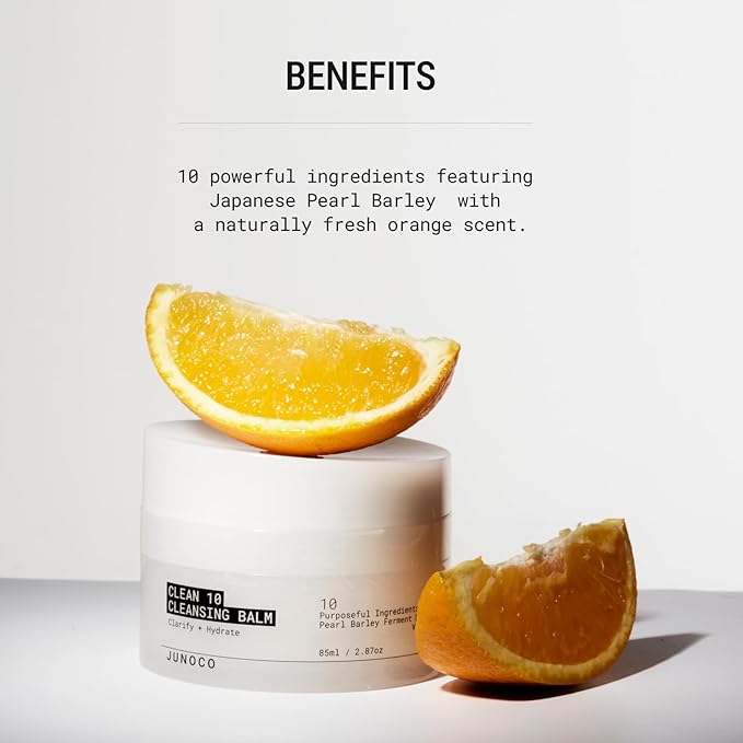 JUNO & Co. Clean10 Cleansing Balm – Creamy Makeup Remover Balm with Japanese Pearl Barley & Vitamin E, Refillable Pod System, Gently Removes Makeup & SPF, Balm-to-Oil Cleanser, 2.87 oz.