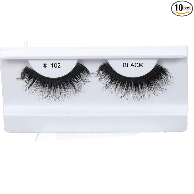 10 Pairs 100% Human Hair False Eyelashes Natural Black # 102