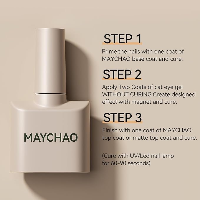 MAYCHAO 15ML Pixel Rose Cat Eye Gel Nail Polish 1Pc Glassy Rose Cat Eye Gel Polish Soak off Holographic Magnetic Nail Polish for Nail Art Manicure Salon DIY at Home, 0.5 OZ