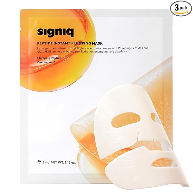 signiq Peptide Instant Plumping Mask, Embossed Hydrogel Mask, Lifting, Firming, PDRN, Skin-Elasticity, Korean Skincare, 34g x 3ea