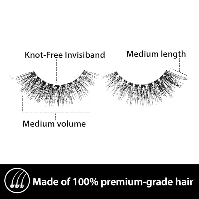 Ardell Remy Lash 778, Premium Grade Remy Hair False Lashes with Invisiband, 4 Pairs