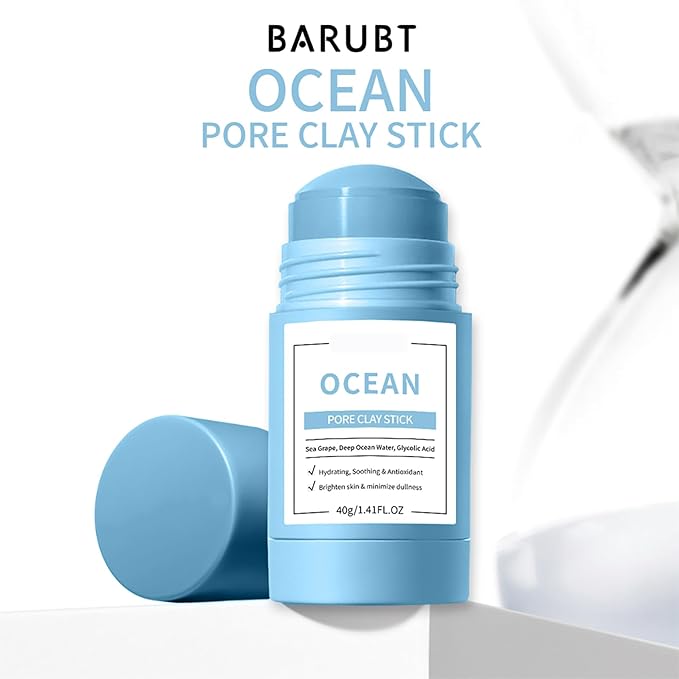 Clay Mask Stick, Deep pore Cleansing, Exfoliator Blackhead Remover Pore Cleanser Gentle Exfoliation Skin Brightening, Hydrating & Moisturizing Face Mud Mask for All Skin Types, Men & Women (Blue)