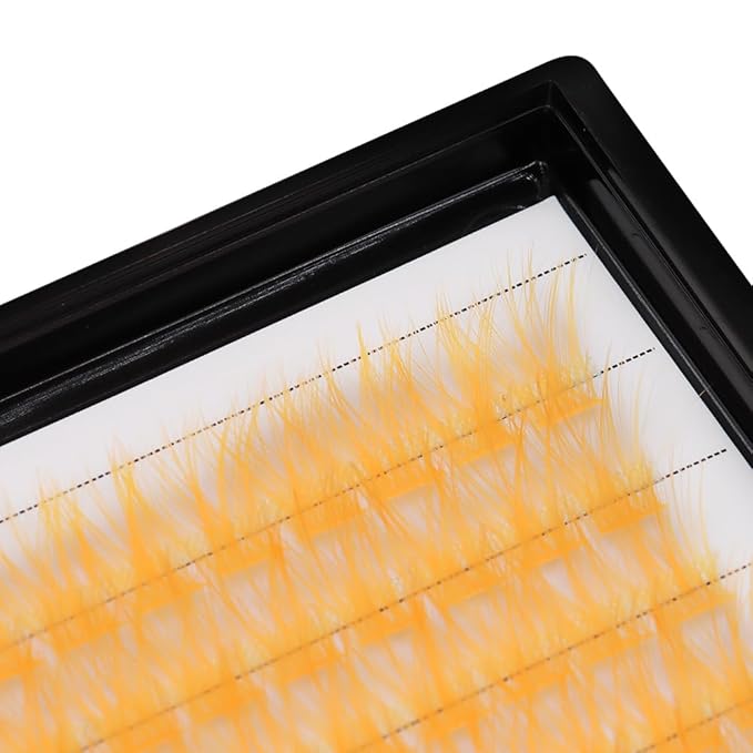 Wide Stem With Various Colored False Eyelashes D Curl Eyelash String 10-20mm Choose Professional Makeup Personal Eyelash String Grafted Eyelash Extension Cluster（Orange-10-12-14-16mm Mixed）