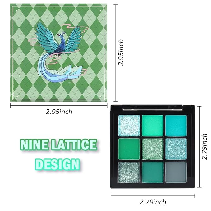WanTuoluo 9 Colors Green Smoky Matte Shimmer Eyeshadow Palette with Mirror for Eye Makeup,High Pigmented Eye Shadow Primers Powder Palet de sombras de ojos