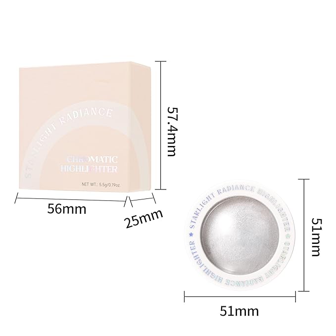 Chromatic Highlighter, Face Glitter Starlight Radiance Chromatic Highlighter, Long Lasting High Pigmented Waterproof Multi-function Glitter Eyeshadow Rainbow Face Paint (#03 Pink)