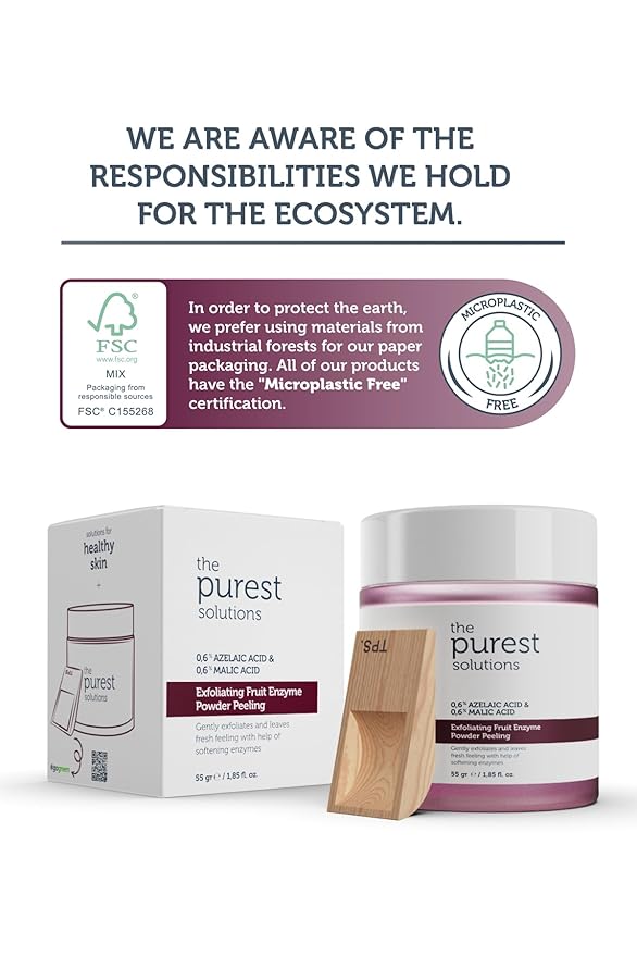 The Purest Solutions Fruit Enzyme Powder Exfoliator & Peeling (0.6% Azelaic Acid & 0.6% Malic Acid) - Boosts Regeneration Cycle & Targets Radiant Skin - Vegan | Cruelty Free | Eco Friendly (1.94 oz)