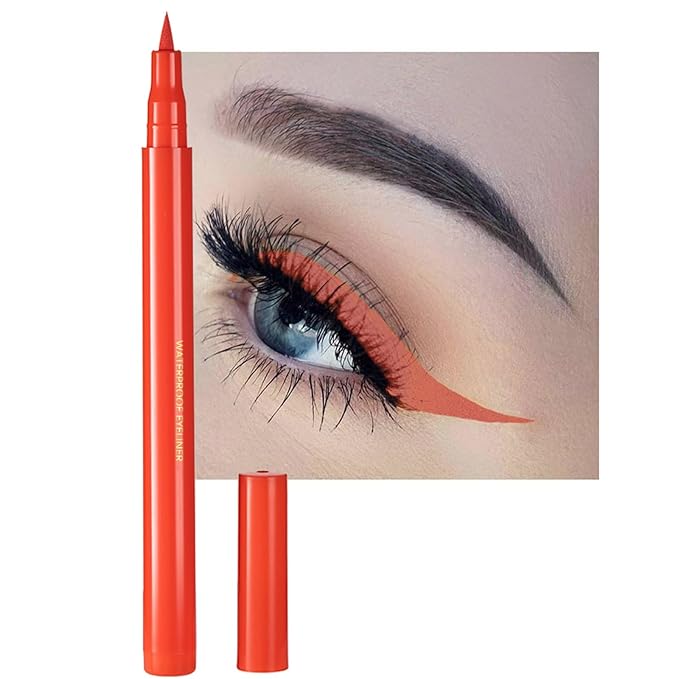 Liquid Eyeliner, Orange Eyeliner Liquid, Long-lasting Colored Eyeliners, White Black Red Brown Green Purple Waterproof High-pigmented Colorful Eyeliners for Eye Makeup,1PC Orange