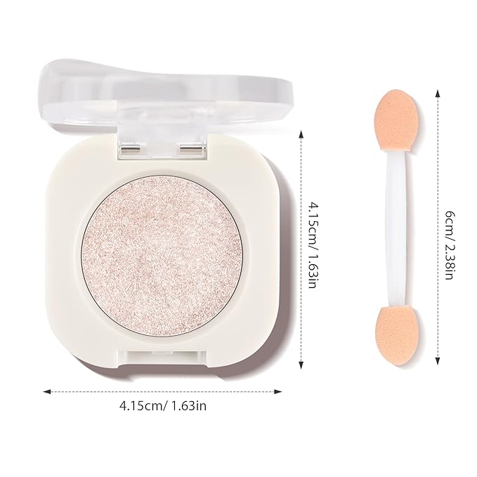 Champagne Light Glow Eyeshadow with Brush, Single Glitter Mini Eye shadow Palette, Silky Fine Subtle Shimmer for Old Women, Lightweight & Ultra-Blendable Formula for Daily Eye Glitter Makeup (#11)