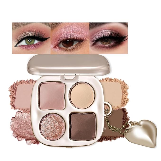 Neutral Pink Brown Eyeshadow Palette, Soft Glam Eye Shadow with Matte Rose, Champagne Shimmer & Cocoa Brown, Blendable Natural Daily Makeup, Long Lasting Lightweight Eye Makeup, Sombra de Ojos 02