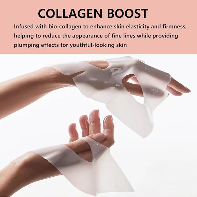 Bio-Collagen Real Deep Mask, Hydrating Overnight Hydrogel Facial Mask, Pore Minimizing, Elasticity Plumping, Korean Skin Care Mask, 5 Pcs Set