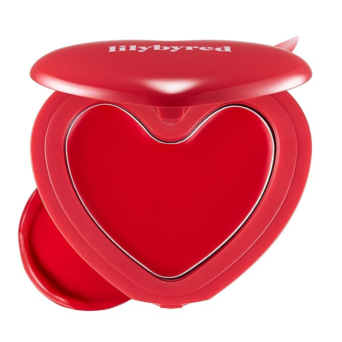 lilybyred Luv Beam Cheek Balm | Heart-Shaped Korean Cream Blush, Semi-Matte Finish, Long-Lasting, Blendable & Buildable, Soft Creamy Texture, Lightweight, Natural Flush, 0.12 oz. (04 Heart Attack Red)