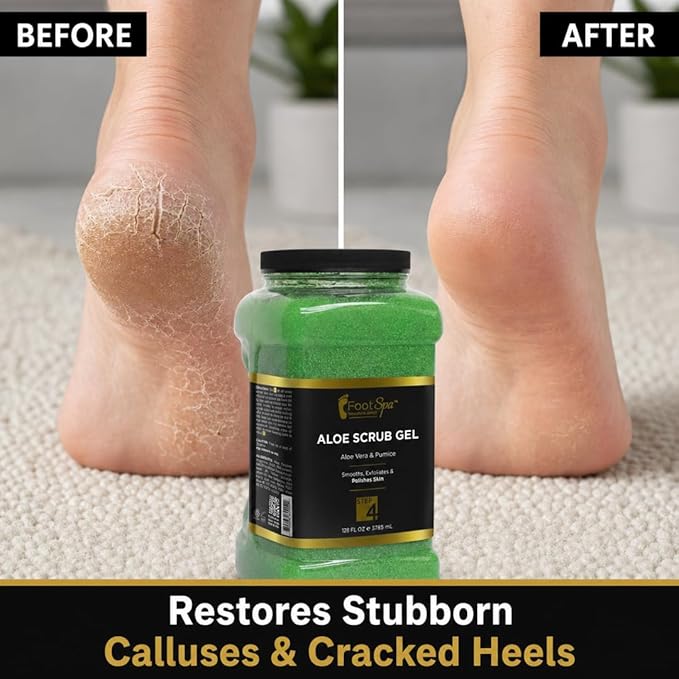 FOOT SPA Exfoliating Scrub Gel - Multi-Purpose Skin Resurfacing Treatment that Buffs & Dissolves for Professional-Grade, Non-Irritating Results and Visibly Radiant Skin & Lasting Smoothness, 128 Oz