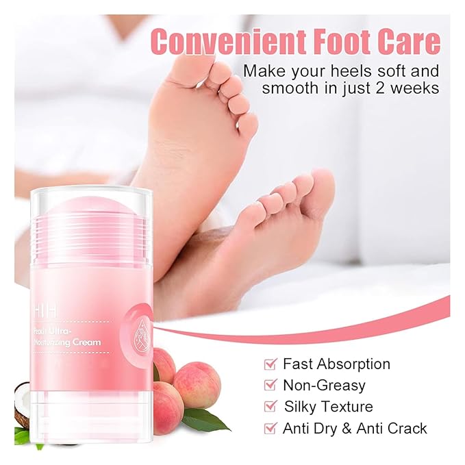 Cracked Repair Cream, 2Pcs Cream For Dry Cracked Skin, Peach Cracked Heel Stick, Rolling Use Moisturizing Balm For Dry Cracked Feet Hands And Elbows (40gx 2)
