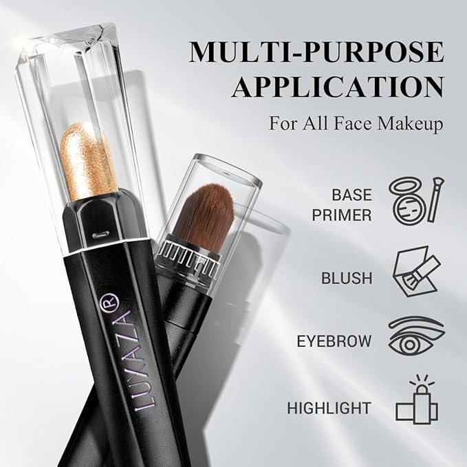 LUXAZA PRO Gold Eyeshadow Stick Makeup Set 6PCS, Neutral Shimmer And Matte Cream Eye Shadow Palette, Metallic Bronze Smoky Eyeliner Brightener Crayon Pencil Kit, Ideal Gift for Women -Golden Amber