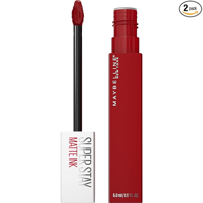 MAYBELLINE Super Stay Matte Ink Liquid Lipstick Bundle with Long Lasting High Impact Color, Up to 16H Wear, 1 Count Each in Shades Founder and Exhilarator