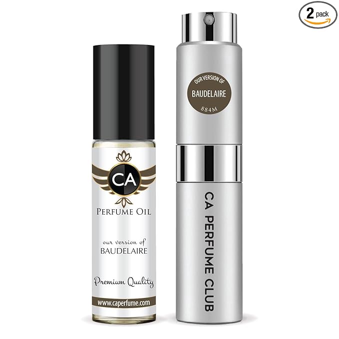CA Perfume Duo Impression of Baudelaire For Men Perfume Layering Set Mens Cologne Long Lasting Travel Size EDP + Body Oil Roll-On Bottle 0.27 Fl Oz+0.33 Fl Oz