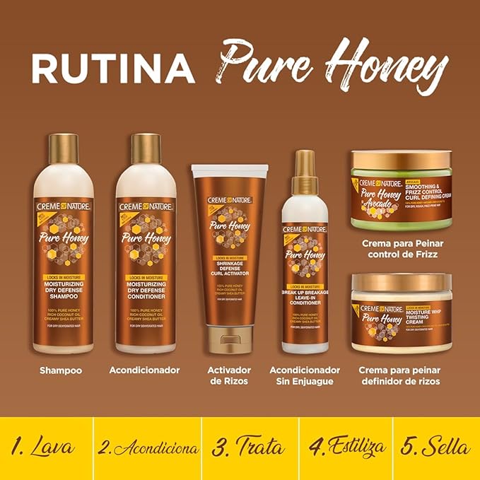 Creme of Nature Pure Honey Moisturizing Dry Defense Shampoo, Gently Cleanses & Restores Moisture, With Coconut Oil & Shea Butter, For Dry, Dehydrated or Brittle Hair, 12 oz