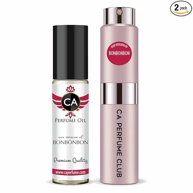CA Perfume Duo Impression of Bonbonbon For Women Perfume Layering Set Long Lasting Travel Size EDP + Body Oil Roll-On Bottle 0.27 Fl Oz+0.33 Fl Oz
